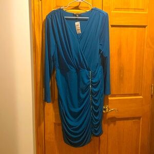 INC beautiful dress with zipper detail-peacock blue/green color